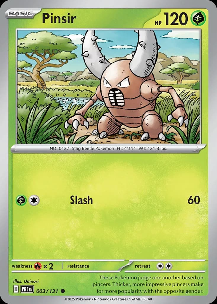 Prismatic Evolutions Pinsir card front, 3/131