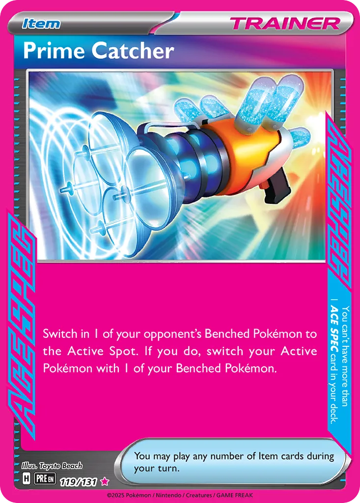 Prismatic Evolutions Prime Catcher card front, 119/131