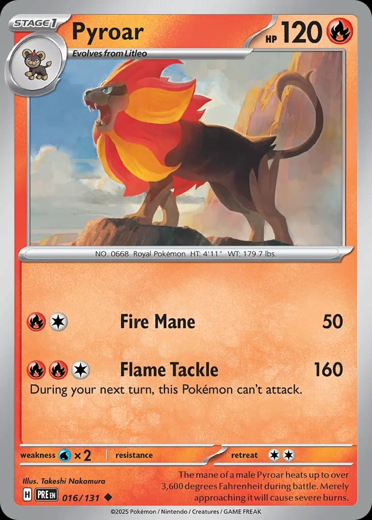 Prismatic Evolutions Pyroar card front, 16/131