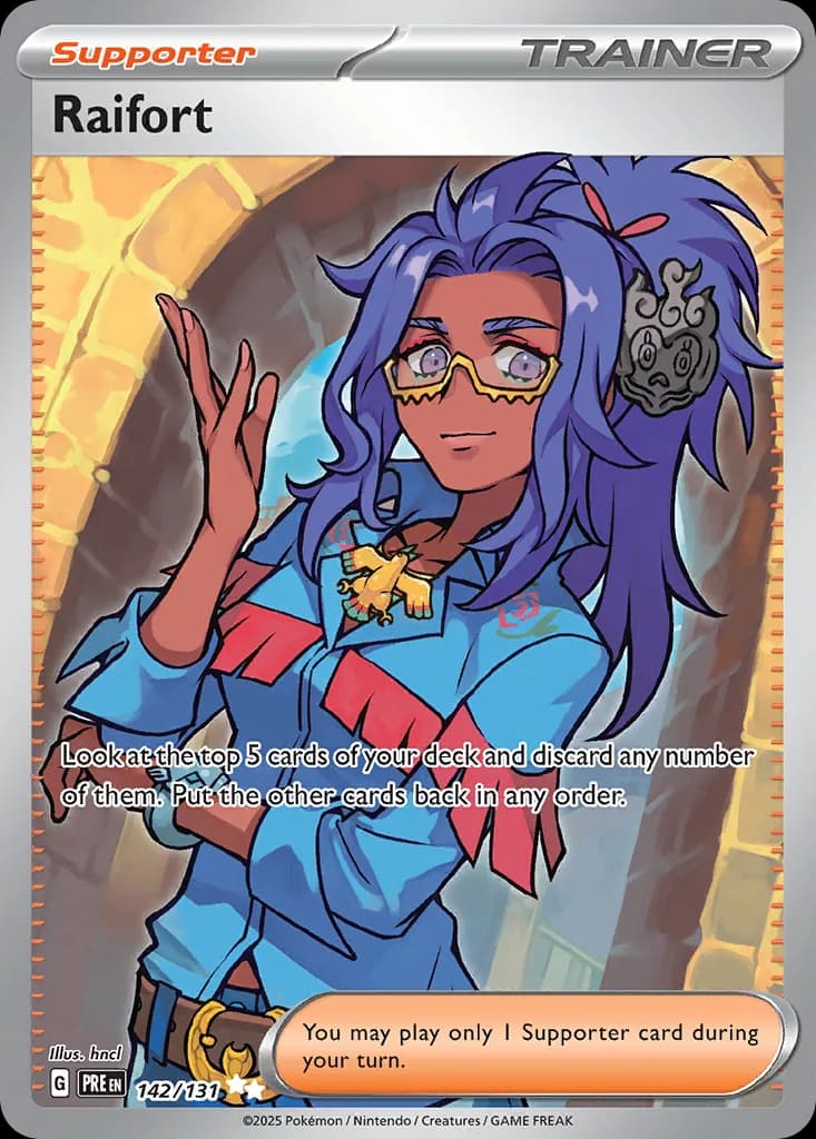 Prismatic Evolutions Raifort card front, 142/131