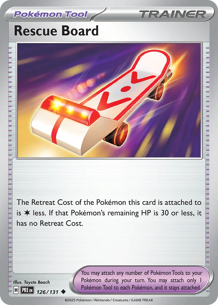 Prismatic Evolutions Rescue Board card front, 126/131