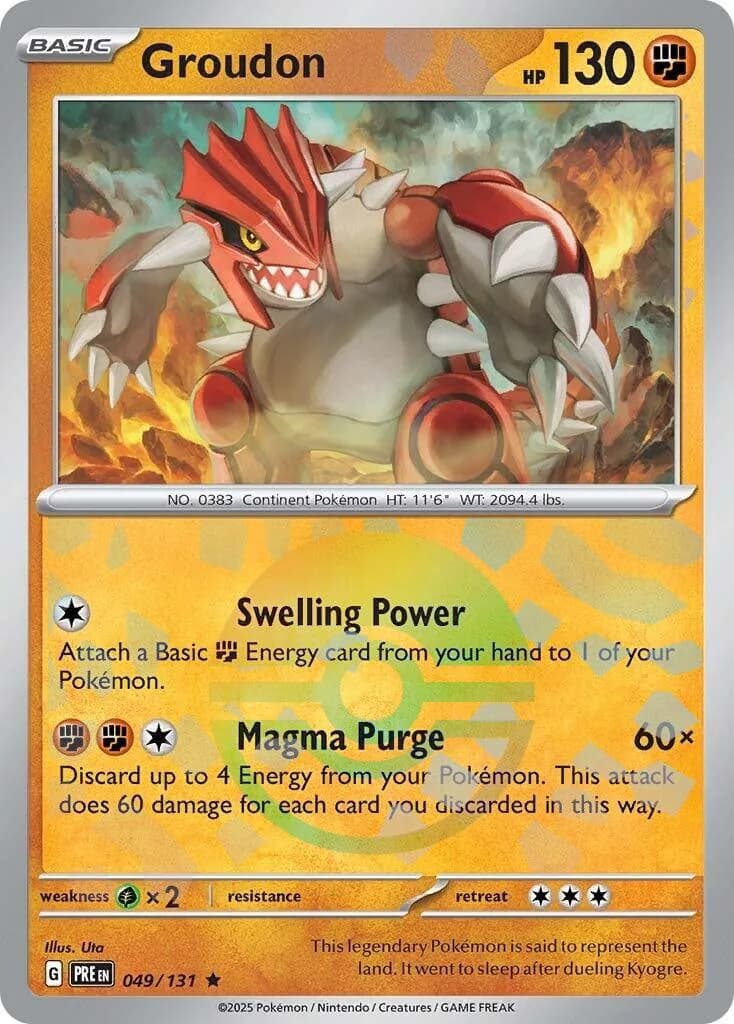 Groudon reverse holo card front, Prismatic Evolutions 49/131