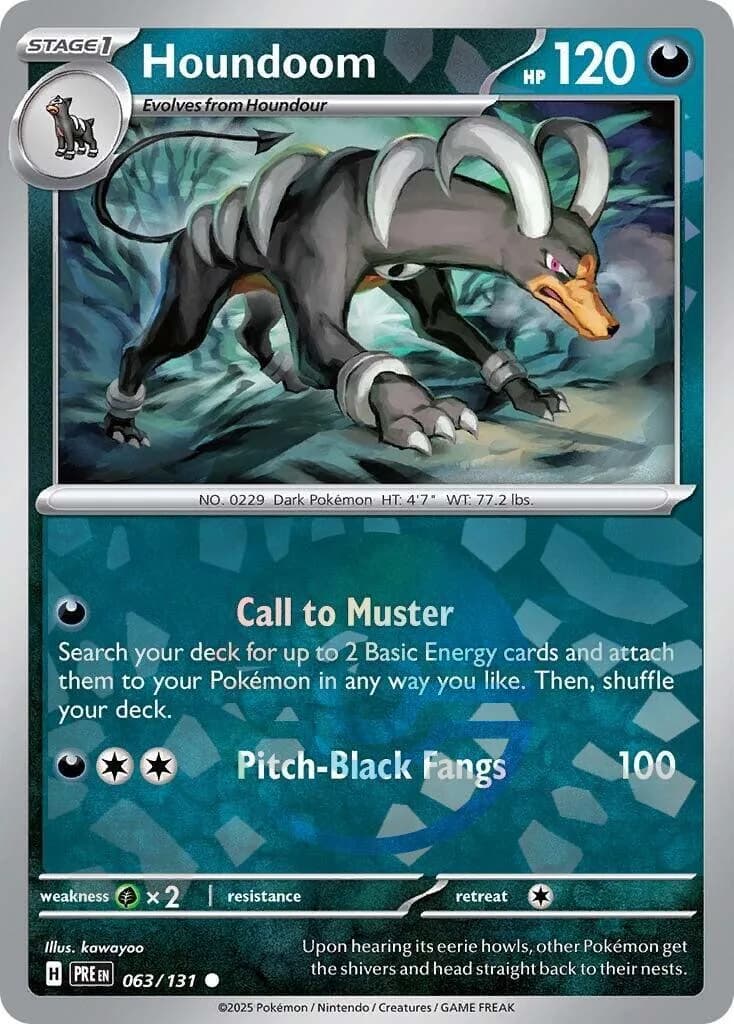 Houndoom reverse holo card front, Prismatic Evolutions 63/131