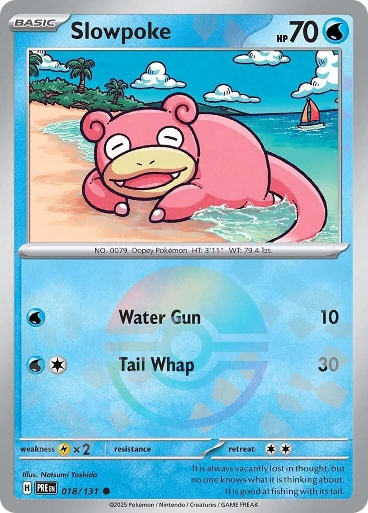 Slowpoke reverse holo card front, Prismatic Evolutions 18/131