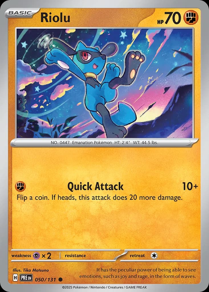 Prismatic Evolutions Riolu card front, 50/131