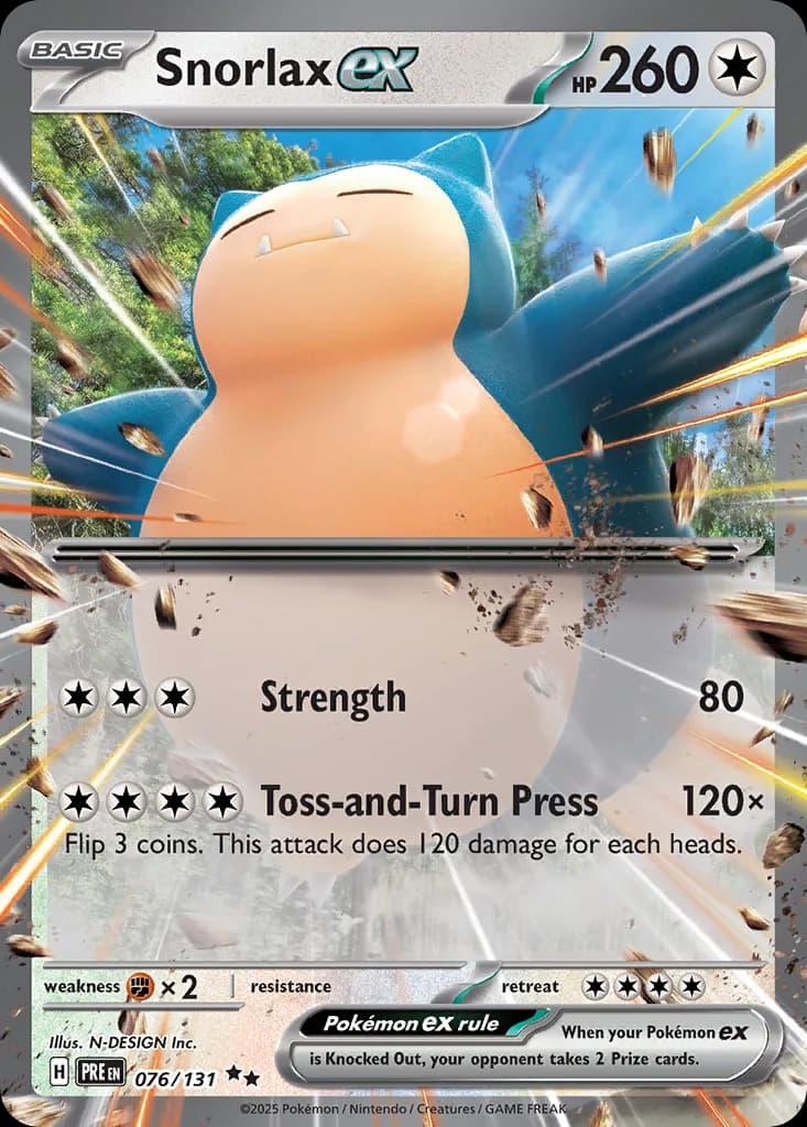 Prismatic Evolutions Snorlax ex card front, 76/131