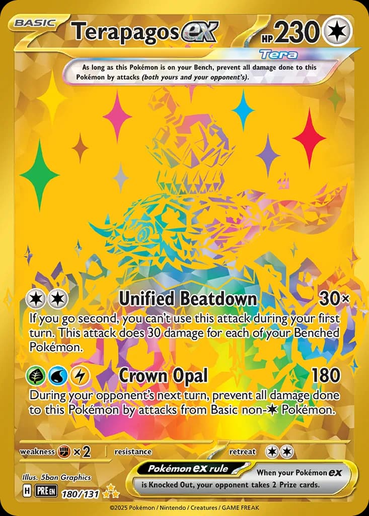 Prismatic Evolutions Terapagos ex card front, 180/131