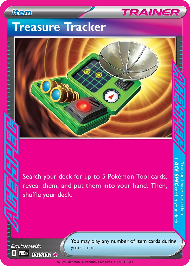 Prismatic Evolutions Treasure Tracker card front, 131/131