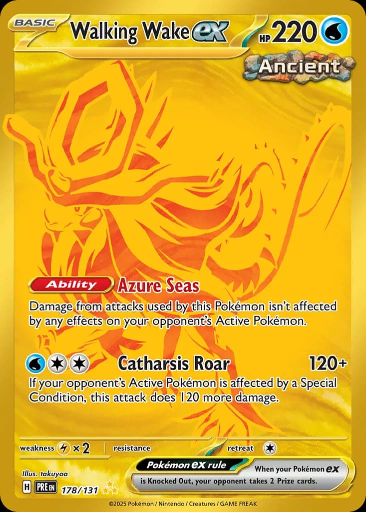 Prismatic Evolutions Walking Wake ex card front, 178/131