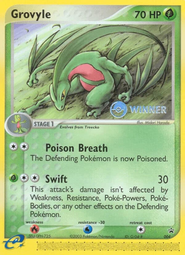 Grovyle, Nintendo Black Star Promos 004, English non-holo WINNER card front