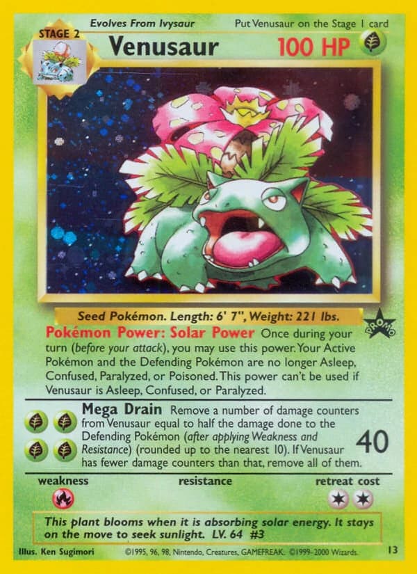 Venusaur, Wizards Black Star Promos 13, English holo card front