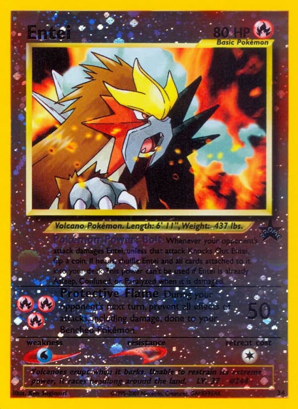 Entei, Wizards Black Star Promos 34, English reverse holo card front