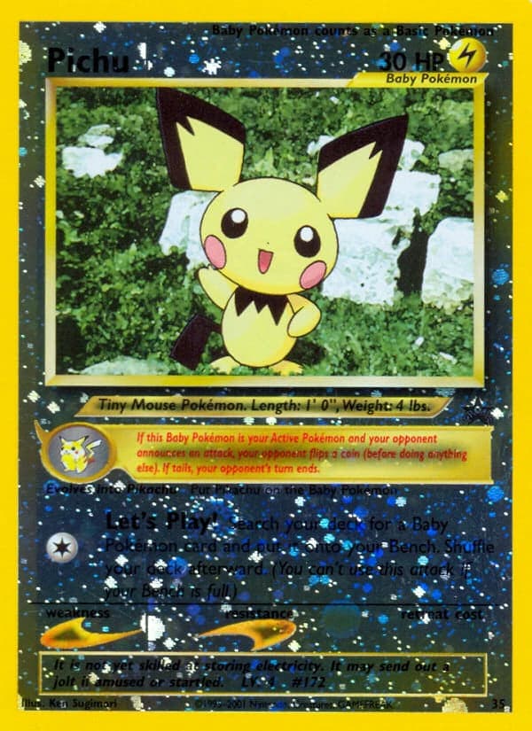 Pichu, Wizards Black Star Promos 35, English reverse holo card front