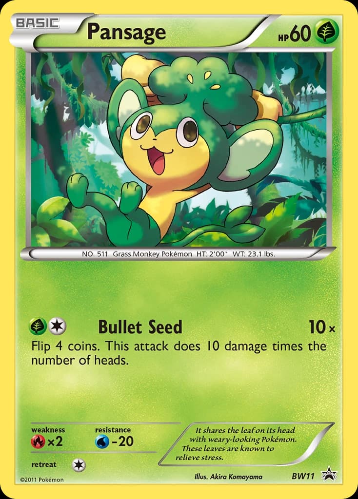 Pansage, BW Black Star Promos BW11, English holo card front