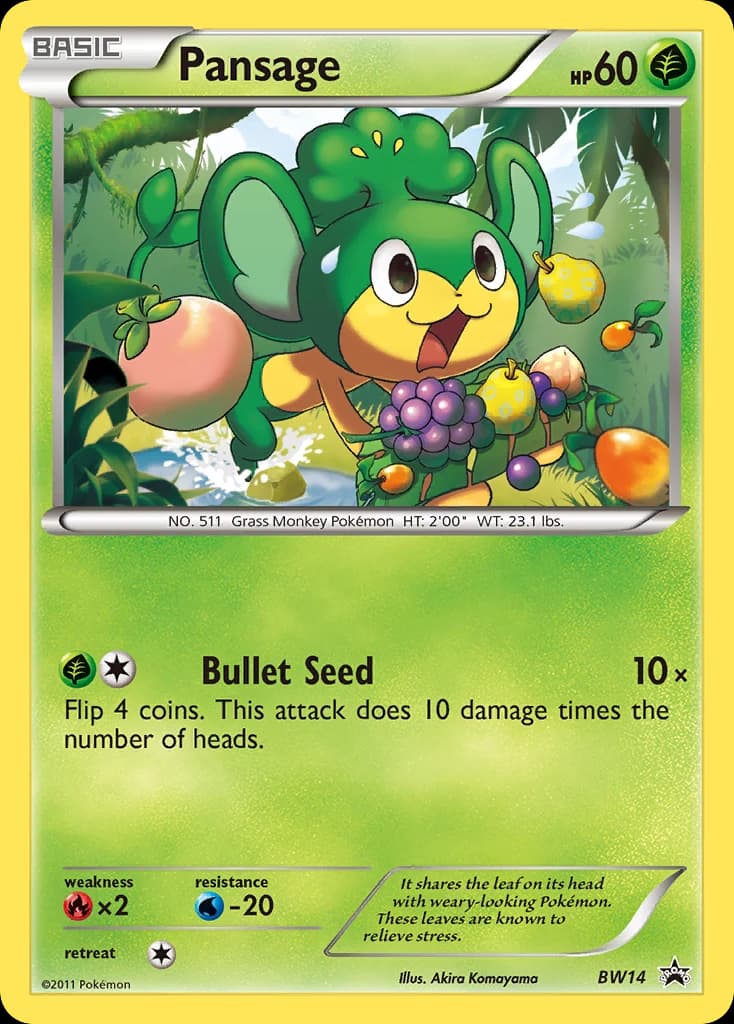 Pansage, BW Black Star Promos BW14, English non-holo card front