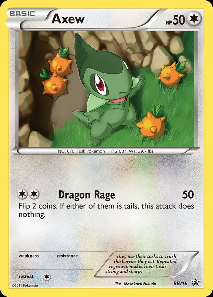 Axew, BW Black Star Promos BW16, English non-holo card front