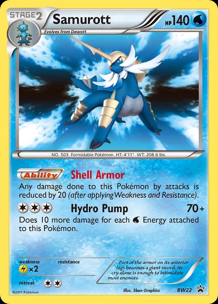 Samurott, BW Black Star Promos BW22, English holo card front