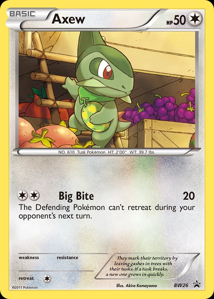Axew, BW Black Star Promos BW26, English holo card front