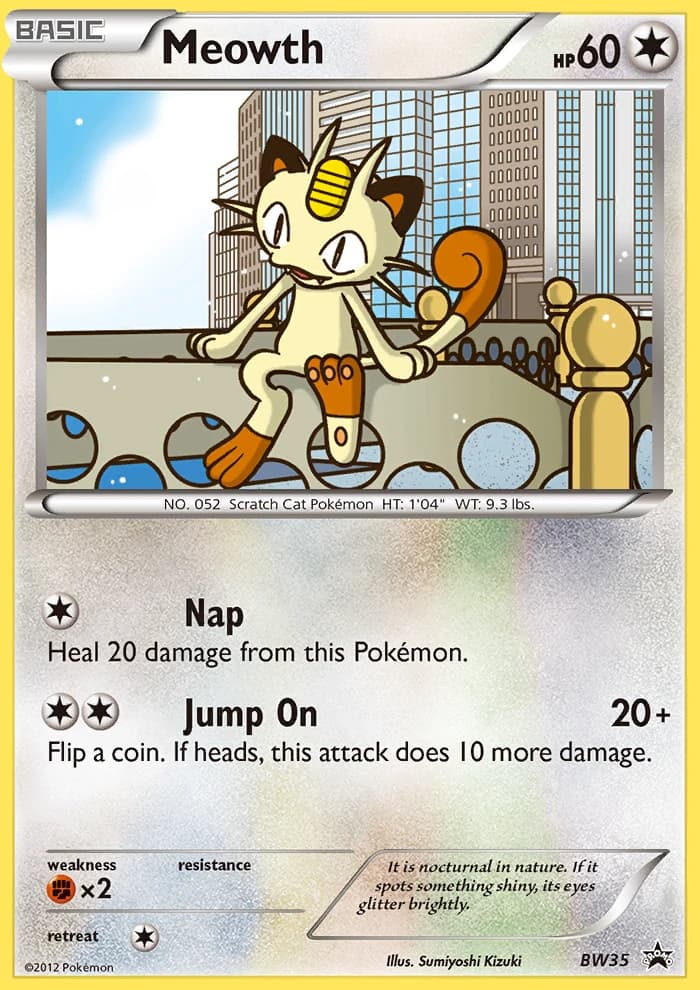 Meowth, BW Black Star Promos BW35, English non-holo card front