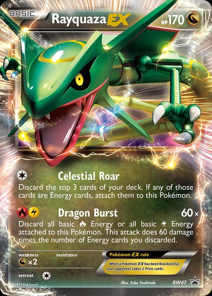Rayquaza-EX, BW Black Star Promos BW47, English holo card front