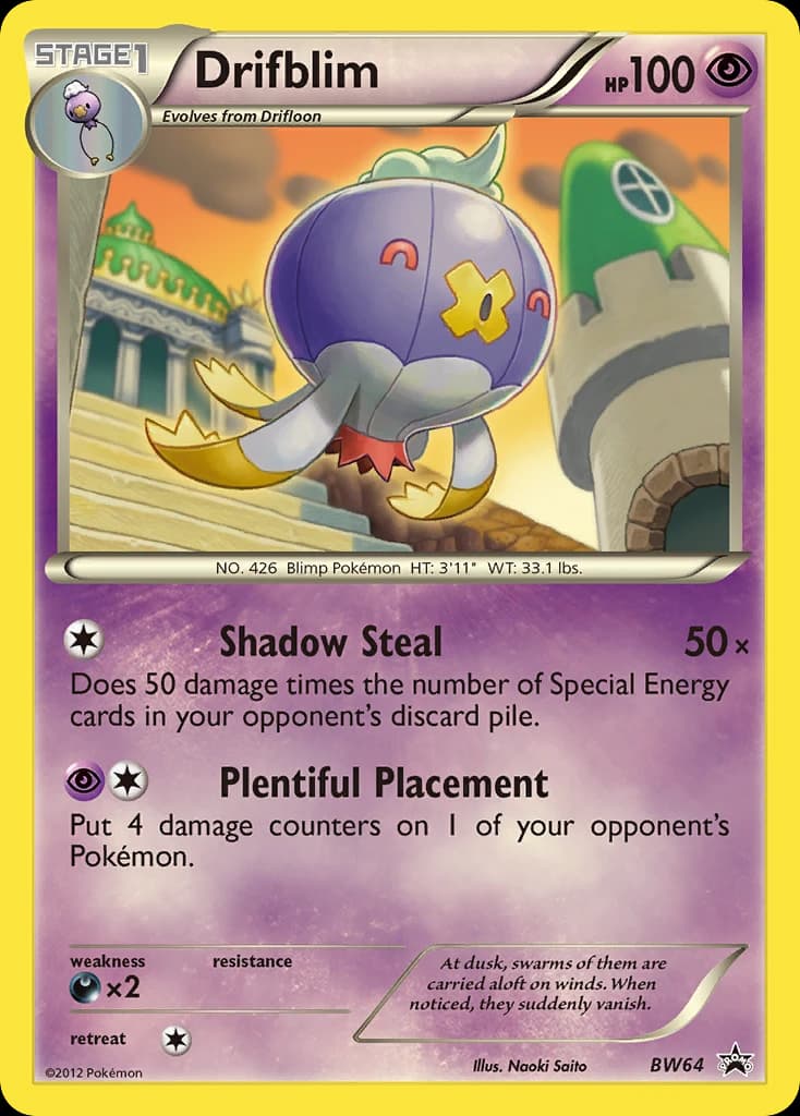 Drifblim, BW Black Star Promos BW64, English holo card front
