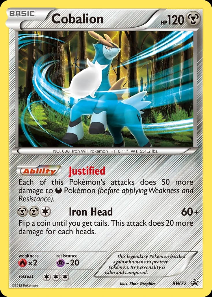 Cobalion, BW Black Star Promos BW72, English holo card front