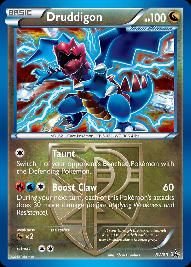 Druddigon, BW Black Star Promos BW80, English holo card front