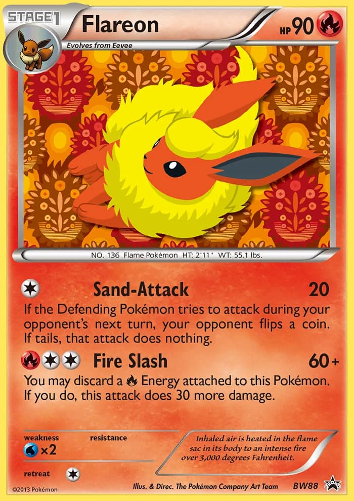 Flareon, BW Black Star Promos BW88, English holo card front
