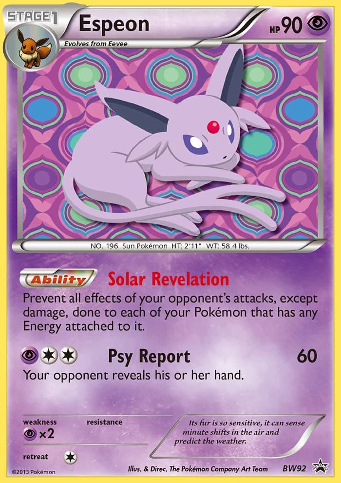 Espeon, BW Black Star Promos BW92, English holo card front