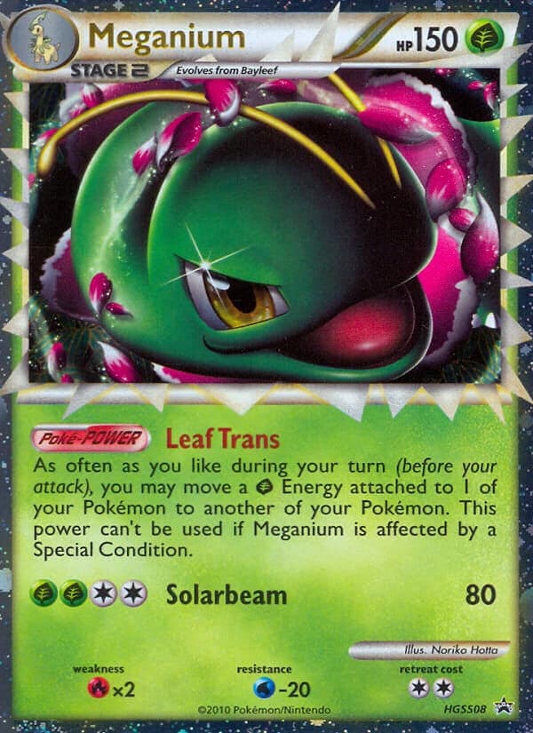 Meganium, HGSS Black Star Promos HGSS08, English holo card front