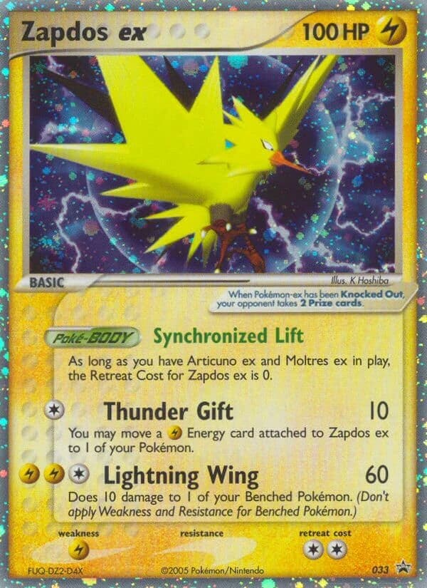 Zapdos ex, Nintendo Black Star Promos 033, English holo card front