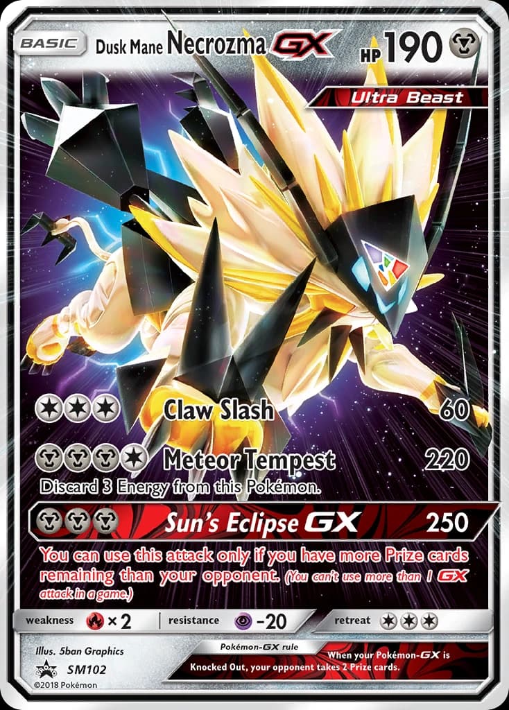 Dusk Mane Necrozma-GX, SM Black Star Promos SM102, English holo card front