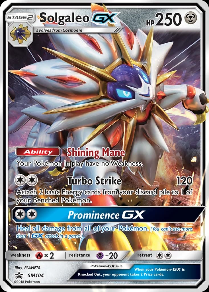 Solgaleo-GX, SM Black Star Promos SM104, English holo card front