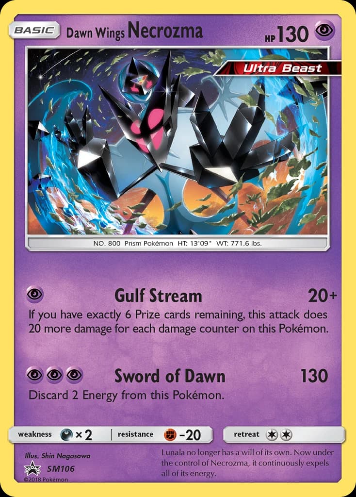Dawn Wings Necrozma, SM Black Star Promos SM106, English holo card front