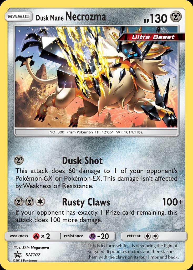 Dusk Mane Necrozma, SM Black Star Promos SM107, English holo card front