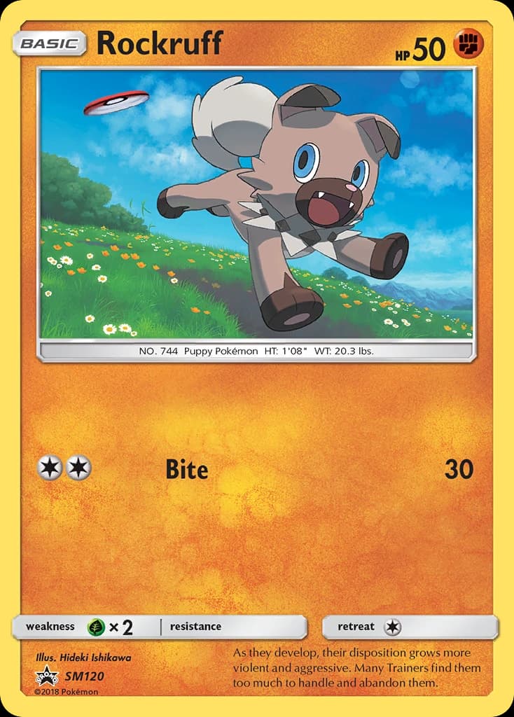 Rockruff, SM Black Star Promos SM120, English holo card front