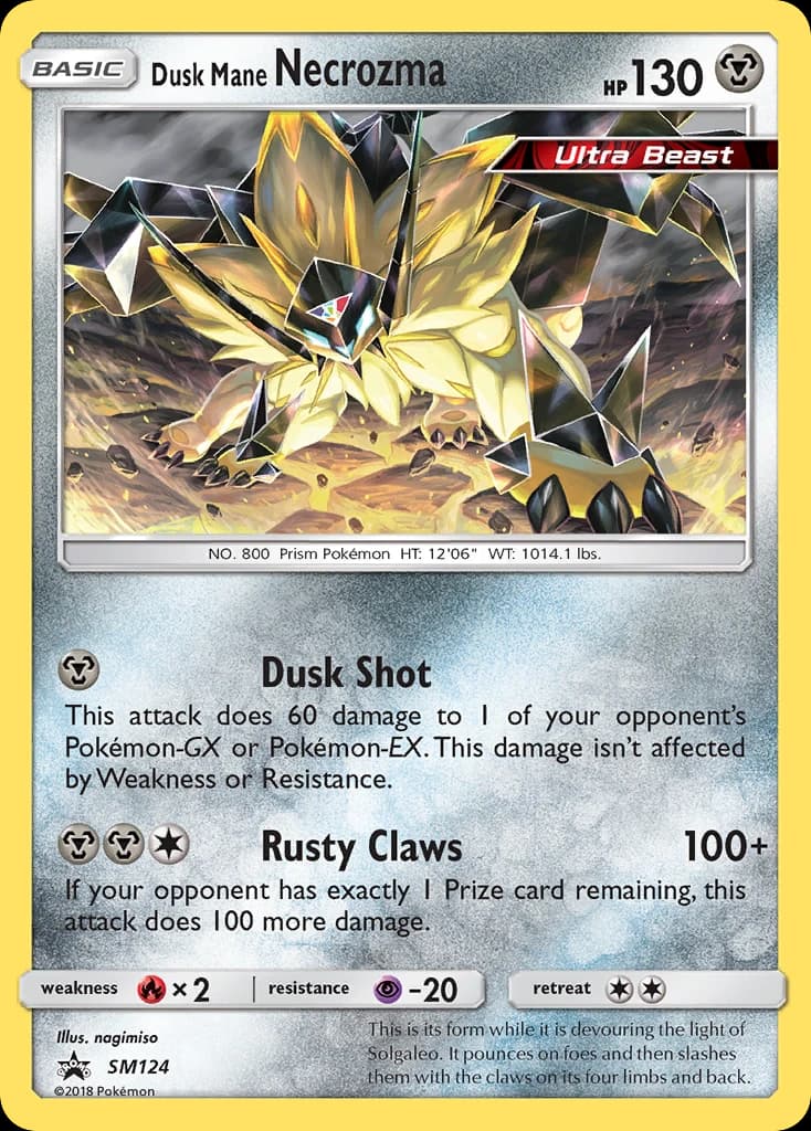 Dusk Mane Necrozma, SM Black Star Promos SM124, English holo card front