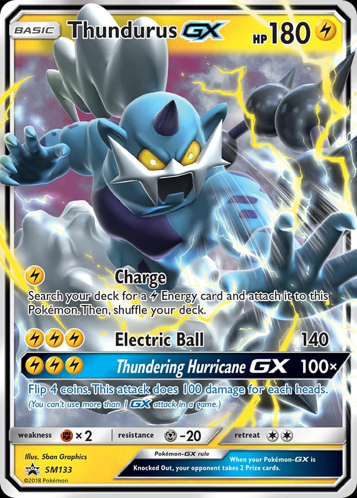 Thundurus-GX, SM Black Star Promos SM133, English holo card front