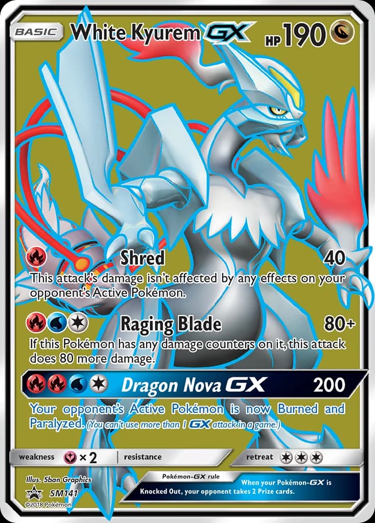 White Kyurem-GX, SM Black Star Promos SM141, English holo card front