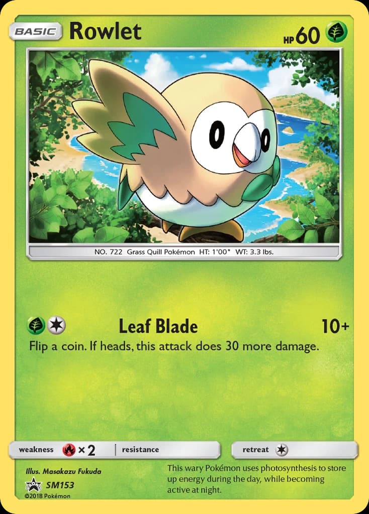 Rowlet, SM Black Star Promos SM153, English holo card front