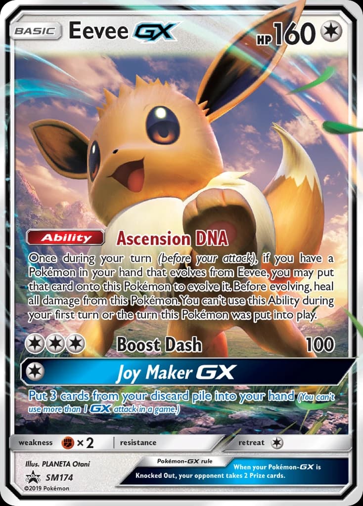 Eevee-GX, SM Black Star Promos SM174, English holo card front