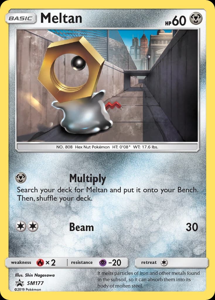 Meltan, SM Black Star Promos SM177, English holo card front