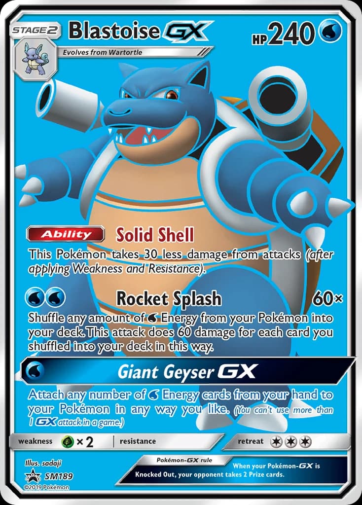 Blastoise-GX, SM Black Star Promos SM189, English holo card front