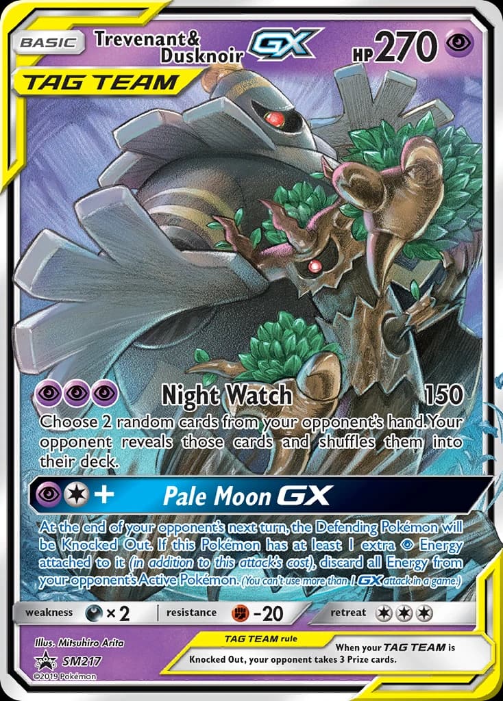 Trevenant & Dusknoir-GX, SM Black Star Promos SM217, English holo card front