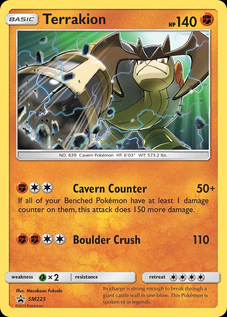 Terrakion, SM Black Star Promos SM223, English holo card front