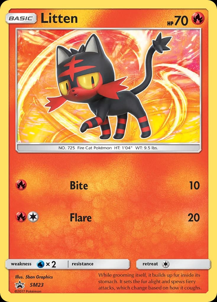 Litten, SM Black Star Promos SM23, English holo card front
