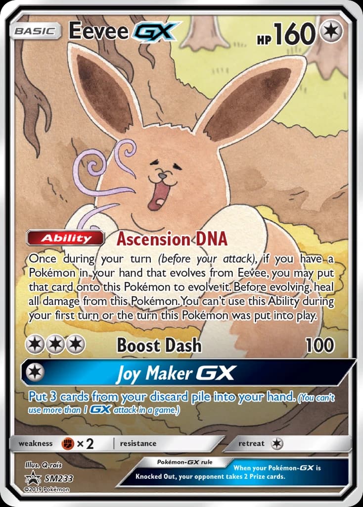 Eevee-GX, SM Black Star Promos SM233, English holo card front