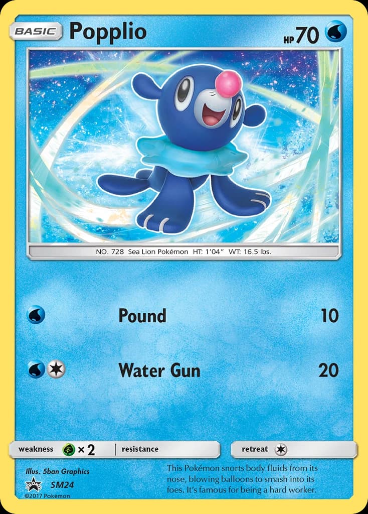 Popplio, SM Black Star Promos SM24, English holo card front