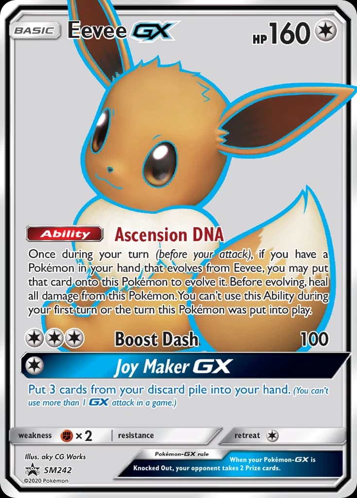 Eevee-GX, SM Black Star Promos SM242, English holo card front