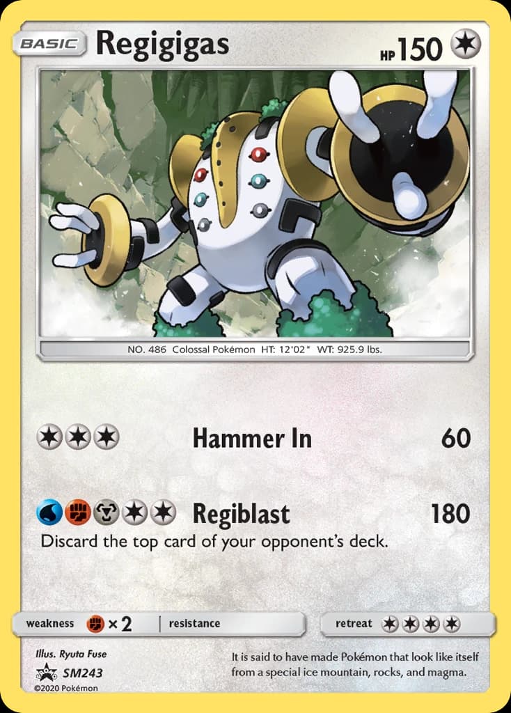 Regigigas, SM Black Star Promos SM243, English holo card front